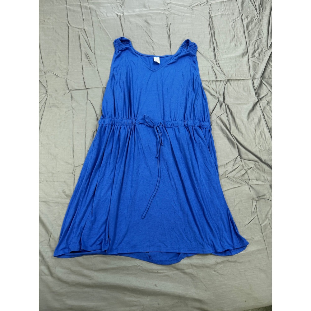West Loop Womens XXL Royal Blue Sleeveless V-Neck Drawstring Waist Jersey Dress